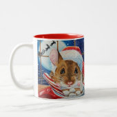 Santa Field-muis met hot-cacaoWaterverf Tweekleurige Koffiemok (Links)