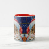 Santa Field-muis met hot-cacaoWaterverf Tweekleurige Koffiemok (Center)