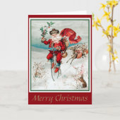 Santa-fiets met Deer en Rabbit Kaart (Gele Bloem)