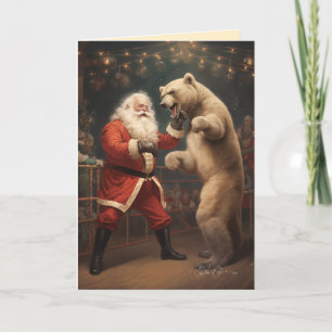 Santa Fights Beren Feestdagen Kaart