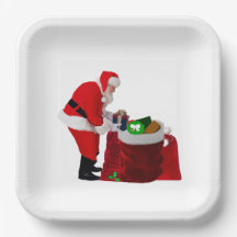 Santa Filling Gift Sacks Papieren Borden