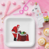 Santa Filling Gift Sacks Papieren Borden Papieren Bordje (Feest)