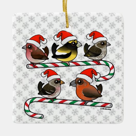 Santa Finches Keramisch Ornament (Voorkant)