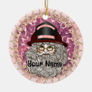 Santa Firefighter Keramisch Ornament