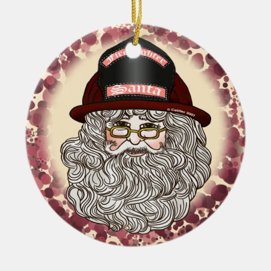 Santa Firefighter Keramisch Ornament (Voorkant)