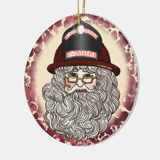 Santa Firefighter Keramisch Ornament (Links)