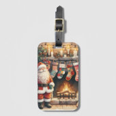 Santa Fireplace beroemd gemaakt door Christmas Sto Bagagelabel (Voorkant (verticaal))