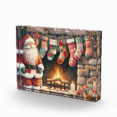 Santa Fireplace beroemd gemaakt door Christmas Sto Fotoblokken (Rechts)