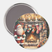 Santa Fireplace beroemd gemaakt door Christmas Sto Magneet (Voorkant / Achterkant)