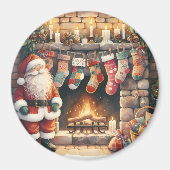 Santa Fireplace beroemd gemaakt door Christmas Sto Magneet (Voorkant)