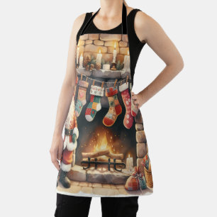 Santa Fireplace beroemd gemaakt door Christmas Sto Schort