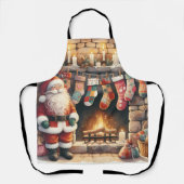 Santa Fireplace beroemd gemaakt door Christmas Sto Schort (Voorkant)