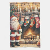 Santa Fireplace beroemd gemaakt door Christmas Sto Theedoek (Verticaal)