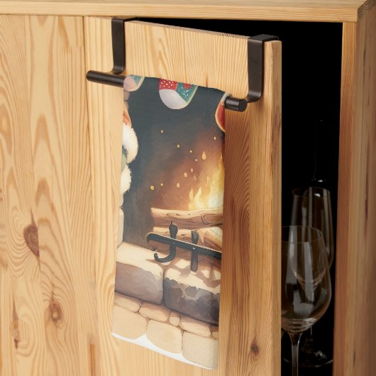 Santa Fireplace beroemd gemaakt door Christmas Sto Theedoek (Derde Gevouwen)