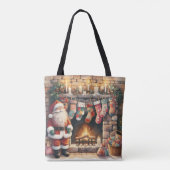 Santa Fireplace beroemd gemaakt door Christmas Sto Tote Bag (Achterkant)