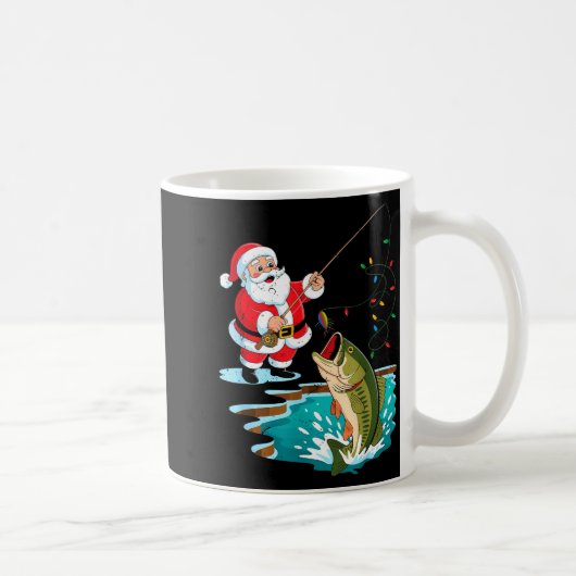 Santa Fishing Lure B Fish Christmas Pajamas Boy To Koffiemok (Rechts)