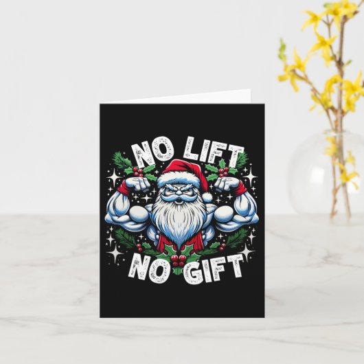 Santa Fitness Bodybuilding Christmas No Lift No Gi Kaart (Gele Bloem)