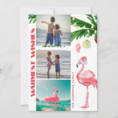 Santa Flamingo 3 PHOTO Tropical Beach Kerstmis Feestdagenkaart (Voorkant)