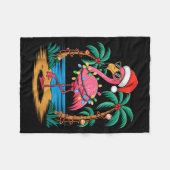 Santa Flamingo Christmas Lights Trocal Palms Tree  Fleece Deken (Voorkant (Horizontaal))