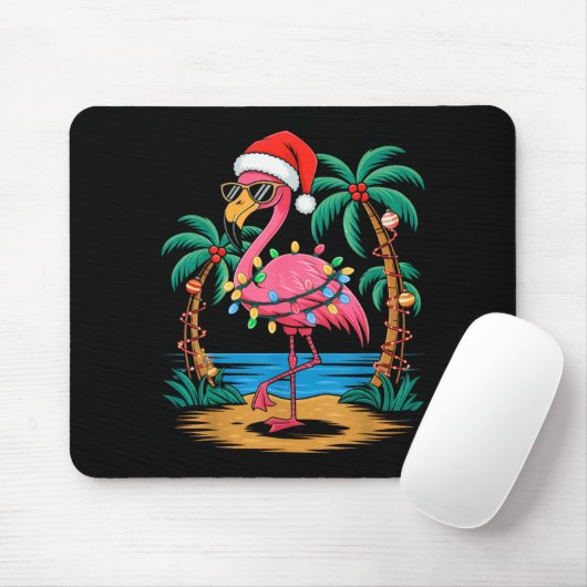 Santa Flamingo Christmas Lights Trocal Palms Tree  Muismat (Met muis)