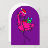 santa flamingo christmas lights xmas vacation kaart (Voorkant / Achterkant)