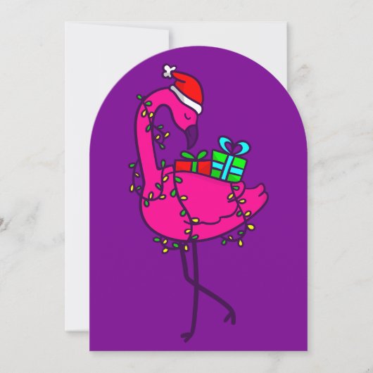santa flamingo christmas lights xmas vacation kaart (Voorkant)