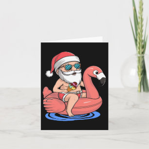 Santa Flamingo Floatie Funny Kerstmis in juli sum Kaart