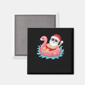 Santa Flamingo Floatie Funny Kerstmis in juli sum Magneet (Voorkant / Achterkant)