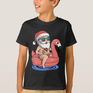 Santa Flamingo Floatie Funny Kerstmis in juli sum T-shirt