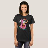Santa Flamingo Floatie Funny Kerstmis in juli sum T-shirt (Voorkant volledig)