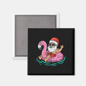 Santa Flamingo Floatie Funny Kerstmis in juli Zome Magneet (Voorkant / Achterkant)