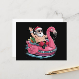 Santa Flamingo Floatie Kerstmis in juli Zomer Briefkaart