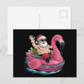 Santa Flamingo Floatie Kerstmis in juli Zomer Briefkaart (Voorkant / Achterkant)