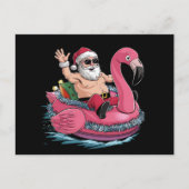 Santa Flamingo Floatie Kerstmis in juli Zomer Briefkaart (Voorkant)