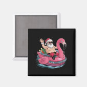 Santa Flamingo Floatie Kerstmis in juli Zomer Magneet (Voorkant / Achterkant)