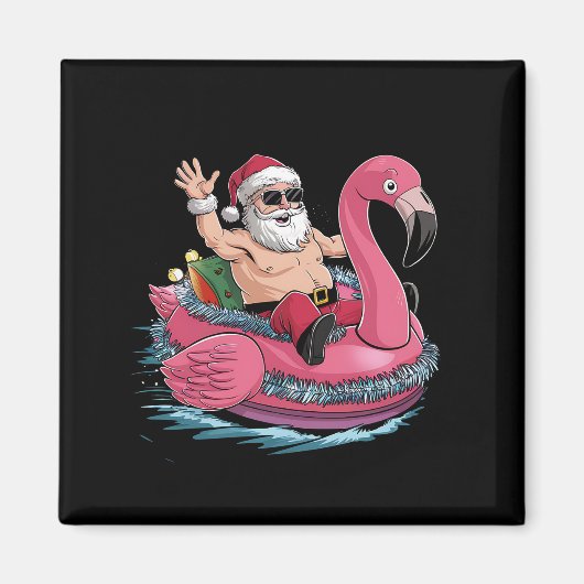 Santa Flamingo Floatie Kerstmis in juli Zomer Magneet (Voorkant)