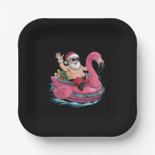 Santa Flamingo Floatie Kerstmis in juli Zomer Papieren Bordje (Voorkant)