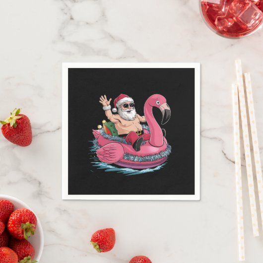 Santa Flamingo Floatie Kerstmis in juli Zomer Servet (Insitu)