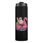 Santa Flamingo Floatie Kerstmis in juli Zomer Thermosbeker (Voorkant)