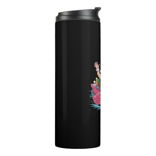 Santa Flamingo Floatie Kerstmis in juli Zomer Thermosbeker (Gedraaid links)