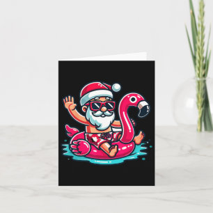 Santa Flamingo Floatie Strand Grappig Kerstfeest i Kaart