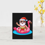 Santa Flamingo Floatie Strand Grappig Kerstfeest i Kaart (Gele Bloem)