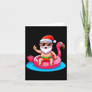 Santa Flamingo Floatie Strand Grappig Kerstfeest i Kaart