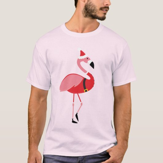 Santa Flamingo Fun Kerstmis T-shirt (Voorkant)