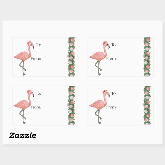Santa Flamingo Gift Sticker (Vel)