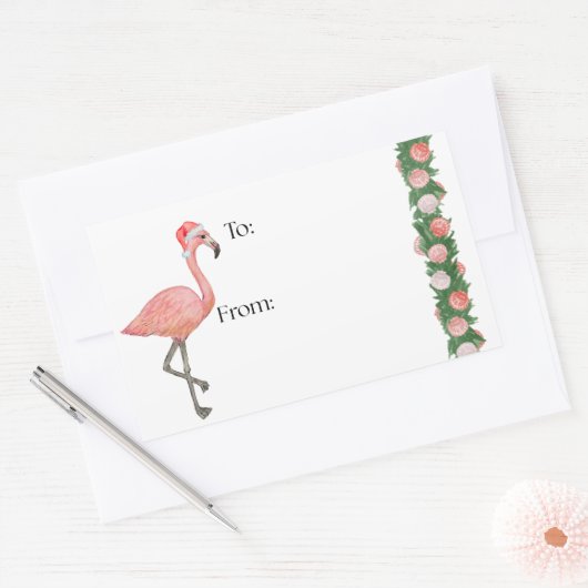 Santa Flamingo Gift Sticker (Envelop)