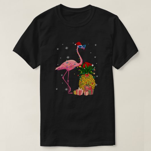 Santa Flamingo Hawaiian Pineapple kerstcadeaus T-shirt (Design voorkant)