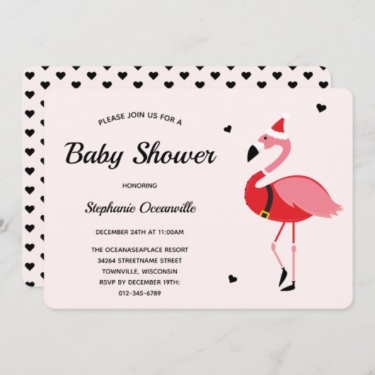 Santa Flamingo kerstBaby shower Kaart (Voorkant / Achterkant)