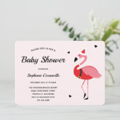Santa Flamingo kerstBaby shower Kaart (Staand voorkant)