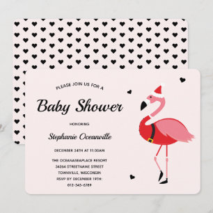 Santa Flamingo kerstBaby shower Kaart